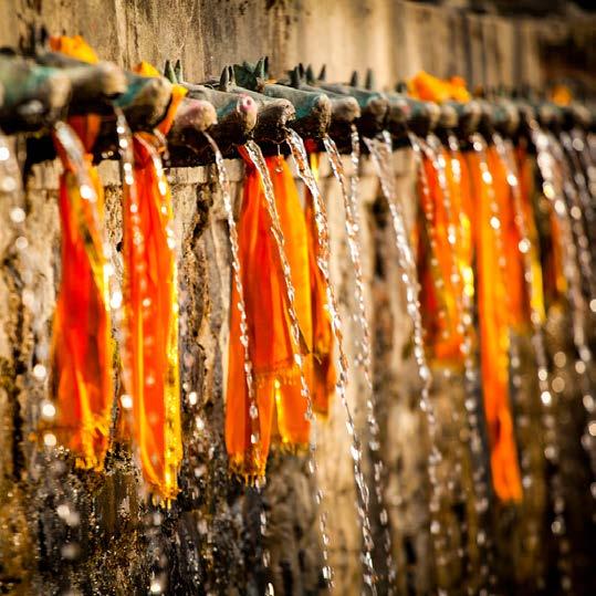 There are 108 holy water spouts considered to be fed by different holy sources dedicated to Lord Vishnu. The main sanctum of Muktinath Temple houses the idols of Vishnu, Sridevi, Bhu Devi and Garuda.