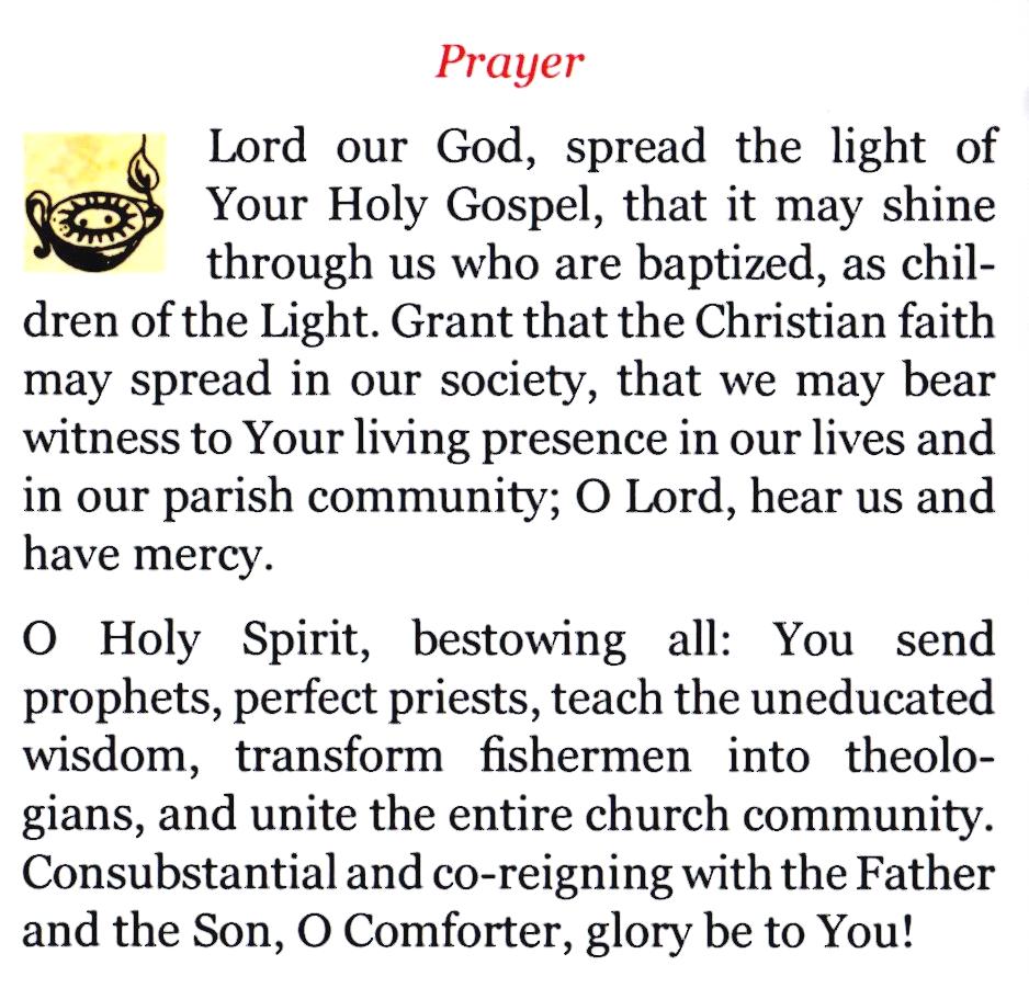 As a parish community we pray that the Lord might renew our