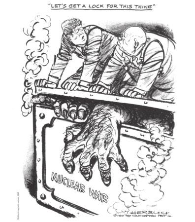 PRIMARY SOURCE Political Cartoon Herbert Block drew this political cartoon shortly after the Cuban missile crisis, the most serious U.S.-Soviet confrontation.