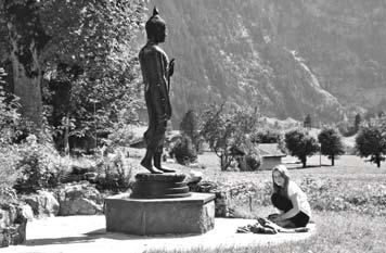 A suitable symbolism for the connection of the original physical realm of the Dhamma, moving on into a new environment in Asia, and finally arriving in a small mountain valley in Central Europe at