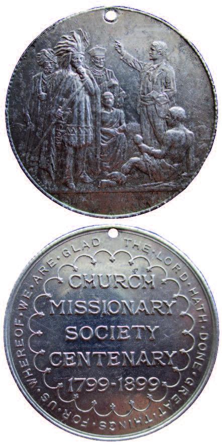 A number of religious medals refer to Christian mission. An interesting medal honours the eight Canadian martyrs who died in the period from 1642 to 1649.