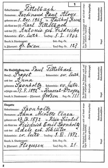2. the soviet occupation Ancestor passport of Provost Tittelbach, one of several forms of Aryan certificates documenting familial lineage. PTA.