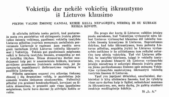 Darius Petkūnas germany has not yet raised questions concerning the resettlement of ethnic germans from Lithuania. Lietuvos Evangelikų Kelias. January 21, 1940.