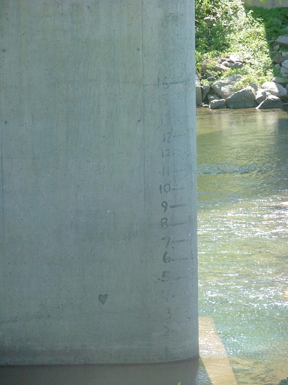 What happened to Sharon? Markings were made along the northern interstate bridge of how high the water rose during the flood.
