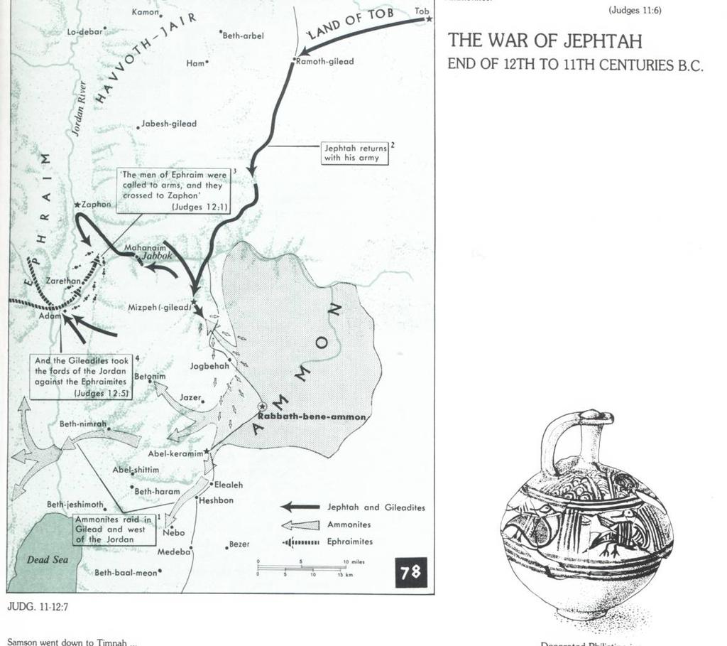 Dor L dor by Ephraim Waxman; Feldheim Publishing Map: The Haftorah took place east of the Jordan River.