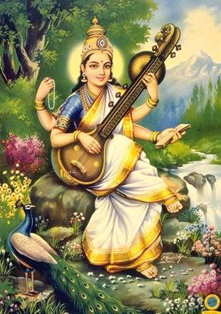 Sarasvati is the consort of Brahma and is the goddess of wisdom and the arts and as such is widely revered.