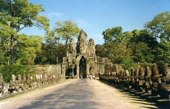 South Gate of Angkor Wat, and the city of Angkor Thom, Cambodia.