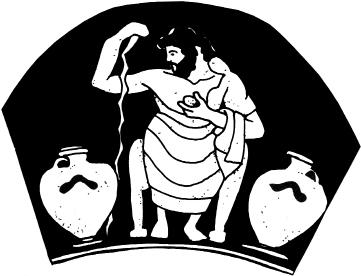 4. (continued) Athenian men could volunteer to do jury duty. The vase-painting below shows a jury member about to make a guilty or not guilty vote.