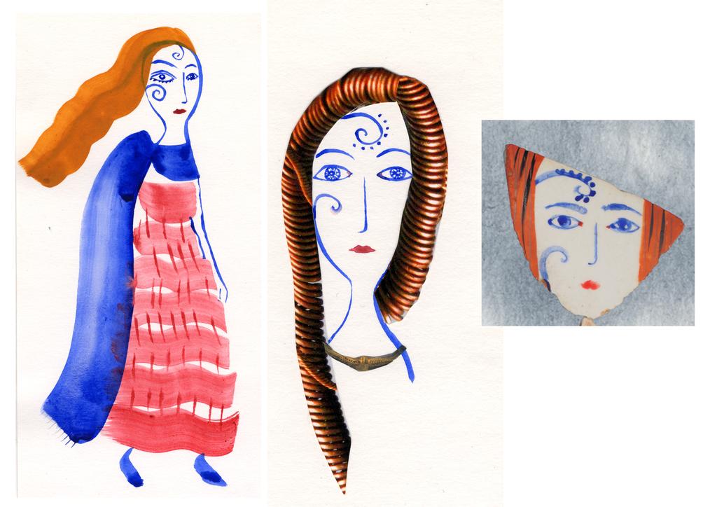 Character studies for Boudica, for the Boudica Pitch Watercolour on
