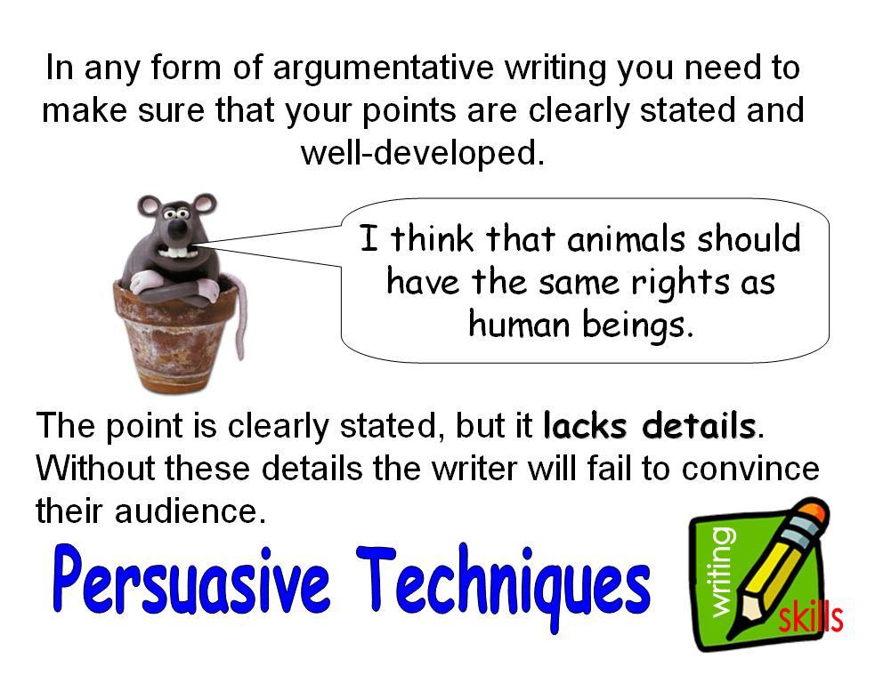 The distinction between writing to persuade and