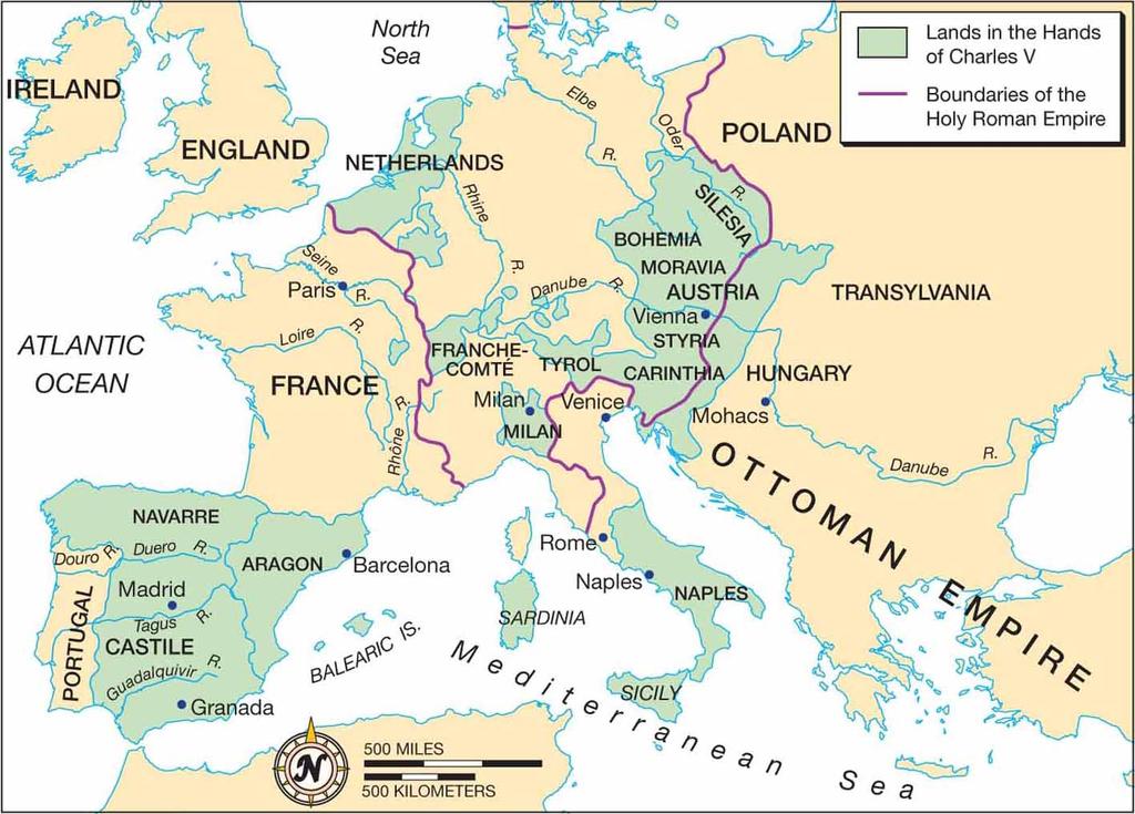 Map 13 1 The Empire of Charles V Charles's empire was the product of a series of