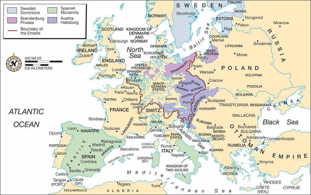 MAP 13-3 Europe After the Peace of Westphalia The Treaty of Westphalia redrew the map of Europe.