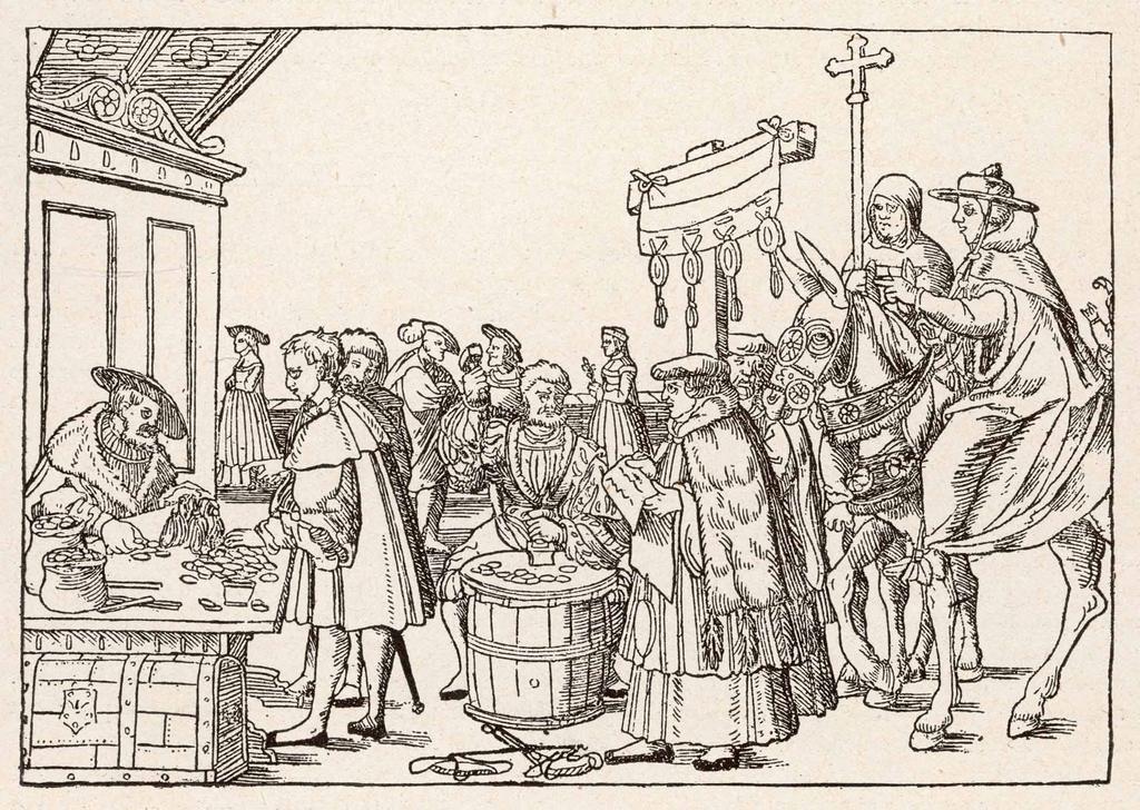 The Sale of Indulgences The printing press made it possible for Protestant Reformers to take their case to the people, and woodcut prints, such as this one,