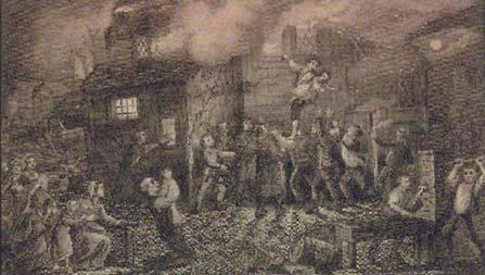 Fire at the Old Rectory, Epworth. Susanna, Samuel, and the family look on as John is saved through the window. John Wesley John Wesley was born at Epworth, June 17, 1703.