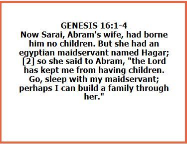 Let's fix God's problem: Sara gave her chief maid to be the mother of the heir. culture...but not part of God's plan. Sara blames GOD.