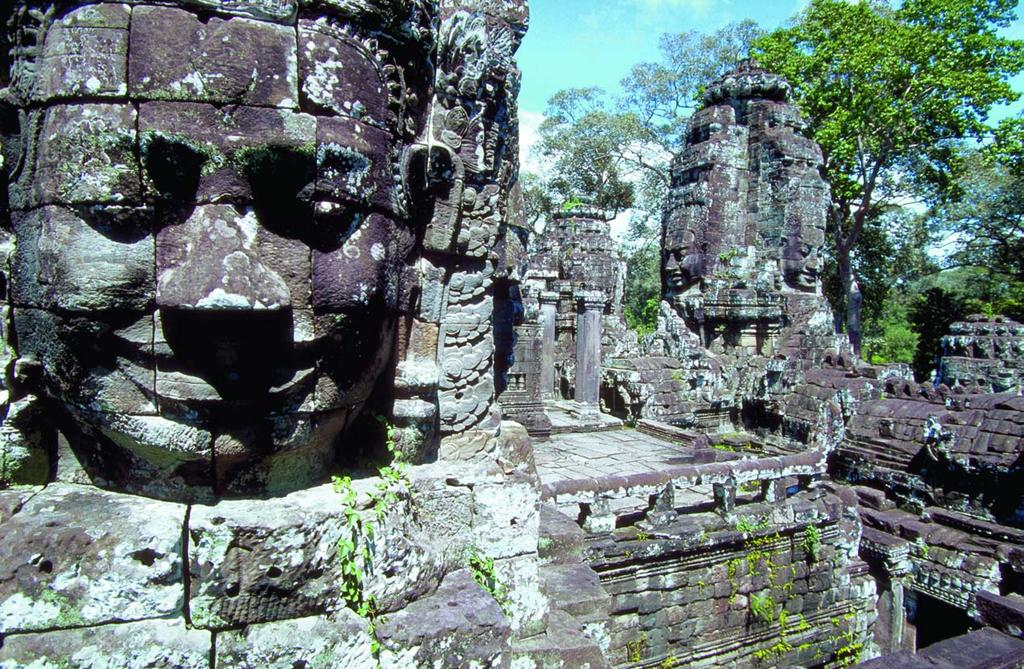 BAYON TEMPLE Cambodia AD 1200 1431 Khmer Built during the reign of the King Jayavarman VII, Bayon Temple is located at the center of the magnificent Khmer city of Angkor Thom.
