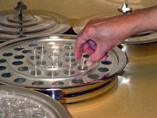 How to s: Holy Communion Preparation for Holy Communion - Wine 1. Remove communion trays from cabinet. 2.