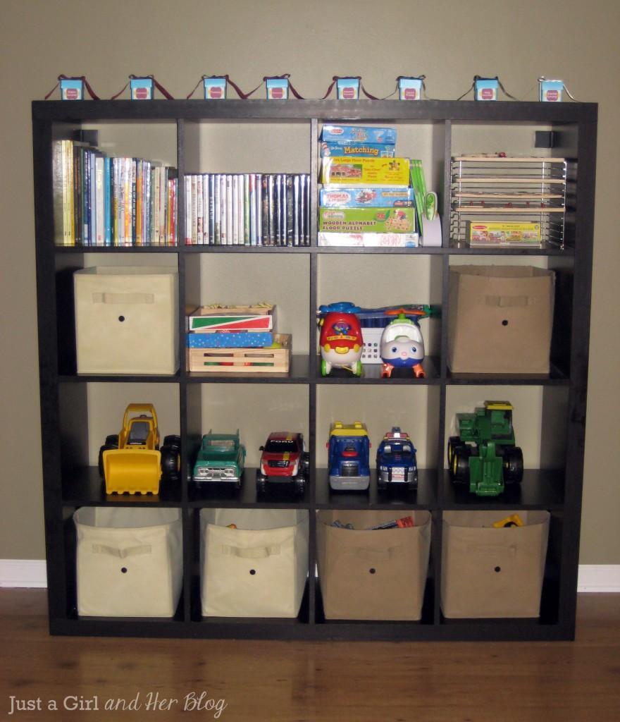 Display the boxes in a place where your kids will see them often. I put ours on top of our Expedit, which houses all of the boys' toys.