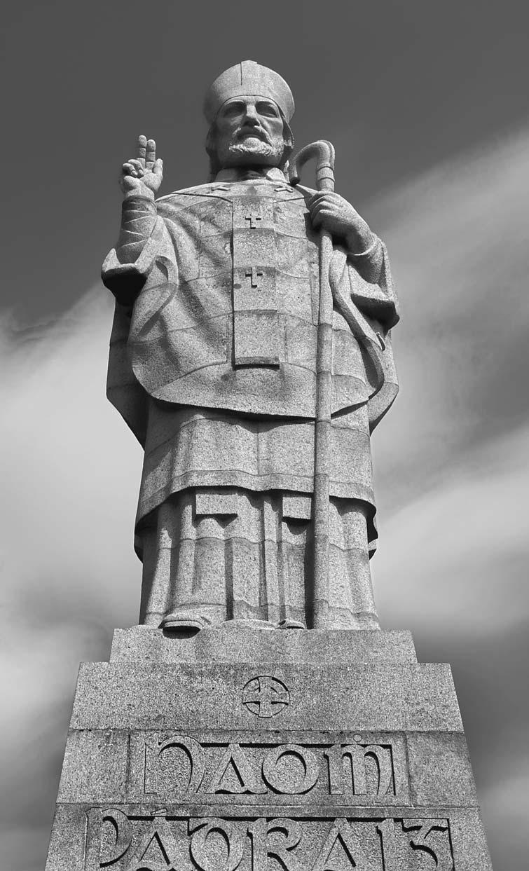 This imposing granite statue of Patrick stands on Slieve Patrick just outside of Downpatrick in County Down, Ireland.