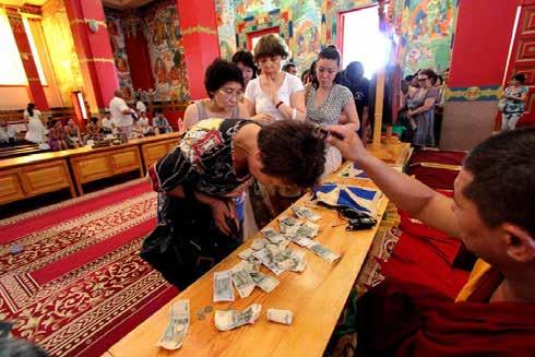 People of Kalmykia receiving blessings of a