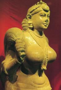 ARTS OF THE MAURYAN PERIOD 25 The life-size standing image of a Yakshini holding a chauri (flywhisk) from Didargunj near modern Patna is another good example of the sculptural tradition of the