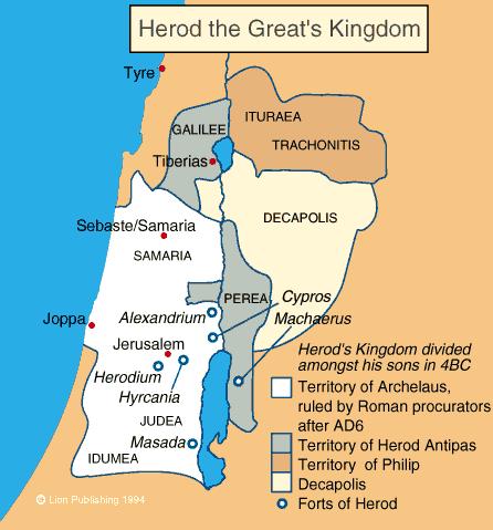 Herod Philip 4 BC 34 AD Tetrarch of Gaulonitis, Trachonitis, Batanaea, and Paneas Herod Antipas 4 BC