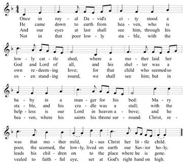 Christmas Eve 10:00pm Holy Eucharist Rite II December 24, 2015 Prelude Hymn Please stand as you are able. Gathering Music and Carols Words: Cecil Francis Alexander (1818-1895), alt.