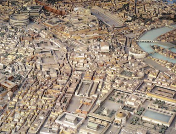104 CHAPTER 4 The Roman Legacy 4.20 Model Reconstruction of Ancient Rome c. 320 ce. In the lower right is the Pantheon (see Figure 4.