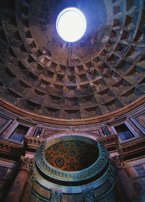 Imperial Rome (31 BCE 476 CE) 105 4.23 The Pantheon, Rome, Italy, c. 126 ce. The huge concrete dome that crowns the Pantheon is open to the sky at the top.