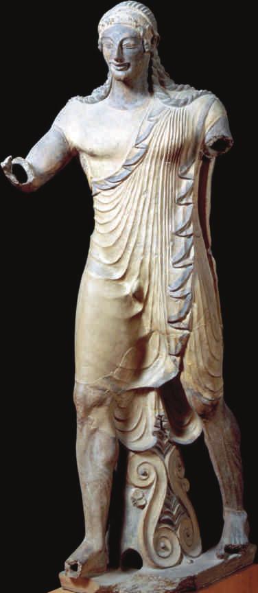 88 CHAPTER 4 The Roman Legacy 4.4 Apollo of Veii, c. 510 500 bce. This Etruscan fi gure, which was originally painted, strides forward energetically, the body clearly visible beneath the drapery.