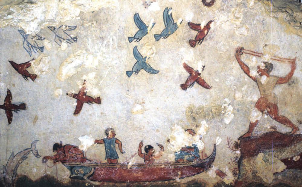 Republican Rome (509 31 BCE) 89 4.5 Etruscan Scene of Fishing and Fowling, c. 520 bce. Men, fi sh, and birds are all rendered naturalistically, with acute observation.