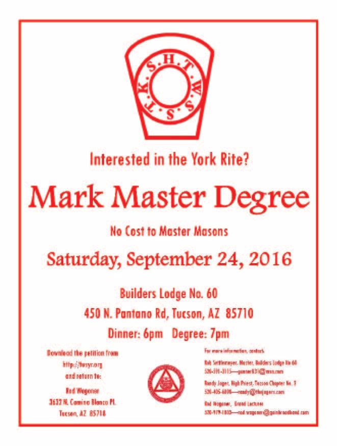September / October 2016 7 Tucson Fall Reunion November 4 5, 2016 In Honor of Someone is waiting for you to invite him to become a Scottish Rite Mason... Don t disappoint him! Ill.