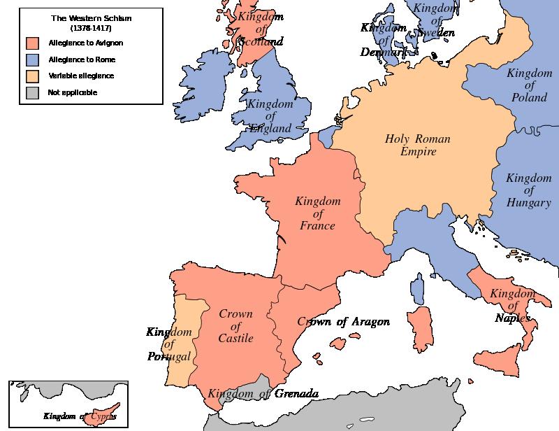 The schism caused aslo diplomatic crisis in Europe each