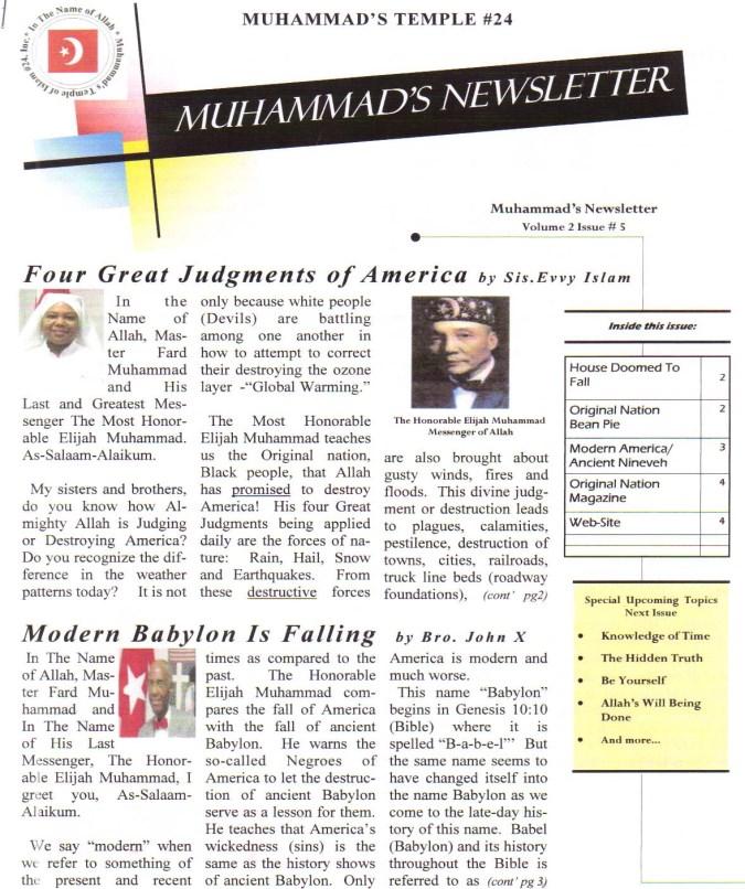Elijah Muhammad. Articles must be thoroughly researched, clear, comprehensive and concise. Please, no more than five (5) paragraphs per article.