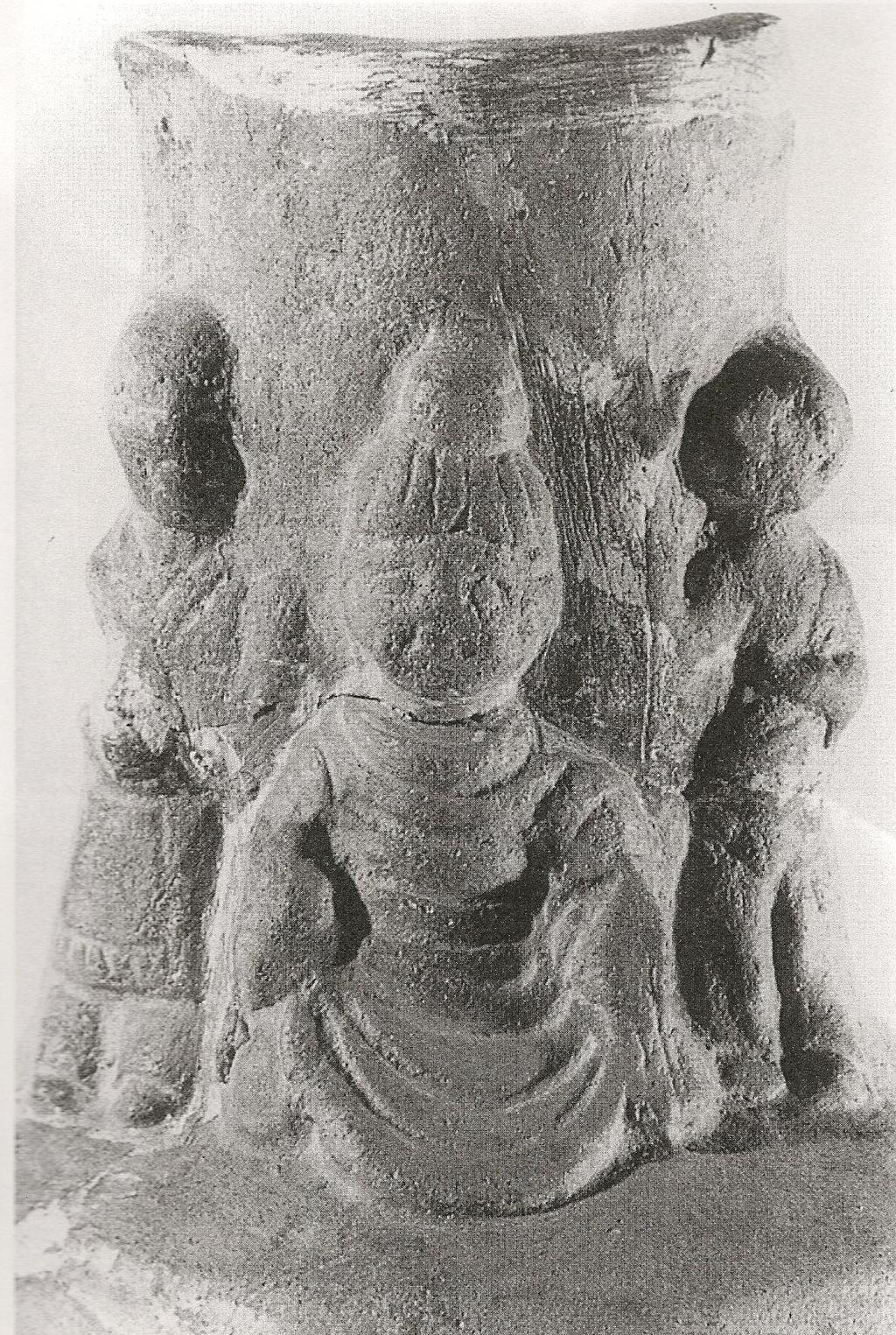 Seated Buddha and two attendants, Late