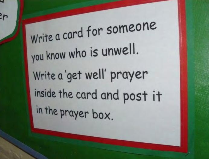 How about a prayer box for people the children know who are unwell maybe other