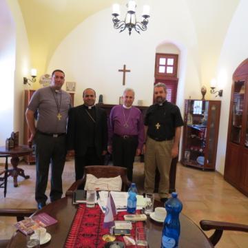 Office at St. George s Cathedral in Jerusalem on Monday morning, 15 July 2013. The Very Rev d Hosam Naoum, Dean of St.