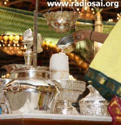 The worship of a Lingam begins with an Abhishekam Abhisheka is literally, "wetting