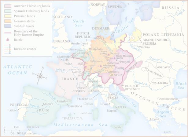 THIRTY YEARS WAR HRE = 300 small principalities Peace of Augsburg allowed Lutheranism but not Calvinism Causes: Religious divisions Protestant Union, Catholic League Political divisions