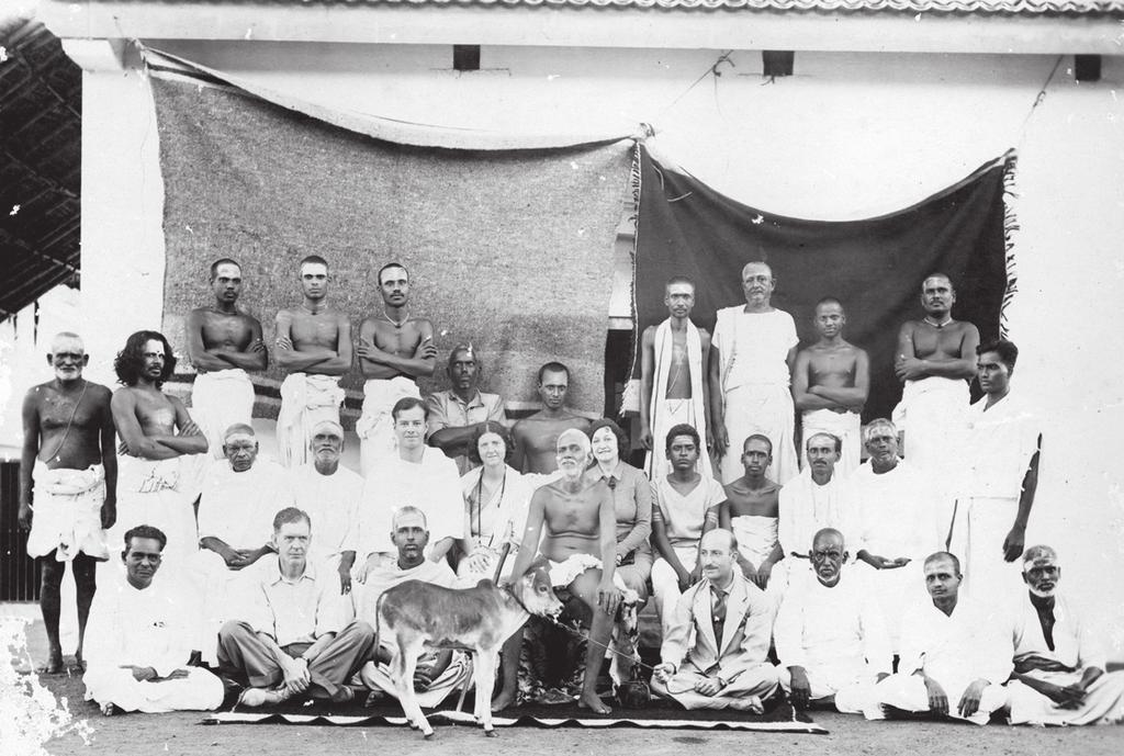 Seshu Iyer; 2. Unidentified; 3. Dr. Mees; 4. Ella Maillart; 5. Unidentified; 6. Unidentified; 7. Dandapani; 8. Bangalore Ramachandra Rao; 9. A.R. Doraiswamy Iyer. (Last row, standing L to R): 1.