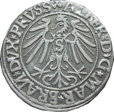 Albert, duke of Prussia, was a follower of Luther and on his coin there is in