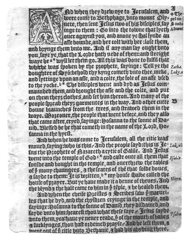 28 A leaf from the New Testament translated into English by William Tyndale.