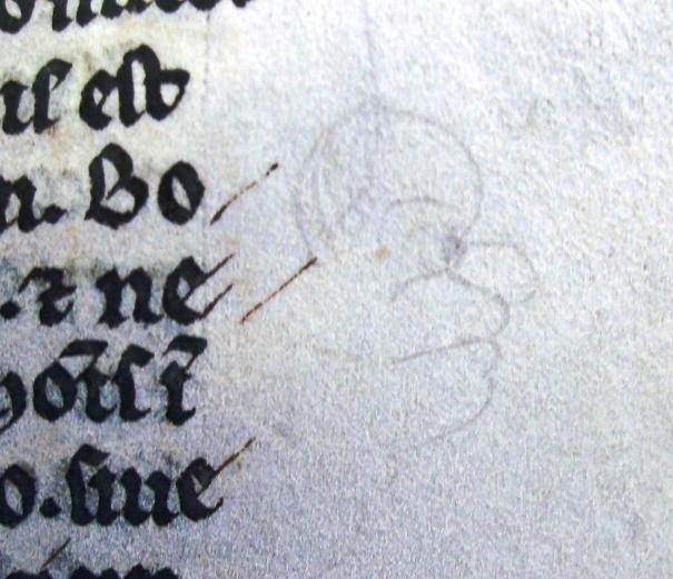onto the vellum the scribe has drawn a funny face in