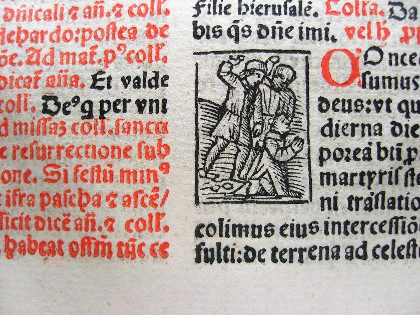 12 Detail of a leaf from a Latin breviary printed in 1508 at Passau in Germany.