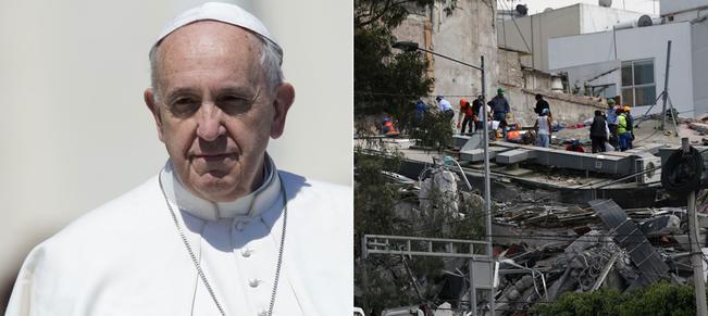 Page 6 Pope sends money to quake-hit Mexico Pope Francis is sending 150,000 to families in areas of Mexico worst hit by this week's earthquake which has claimed at least 273 lives.