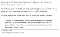 Easwaran. To share stories We ll pass along some of the interesting stories we hear about how Easwaran s teachings are being used by people all over the world.