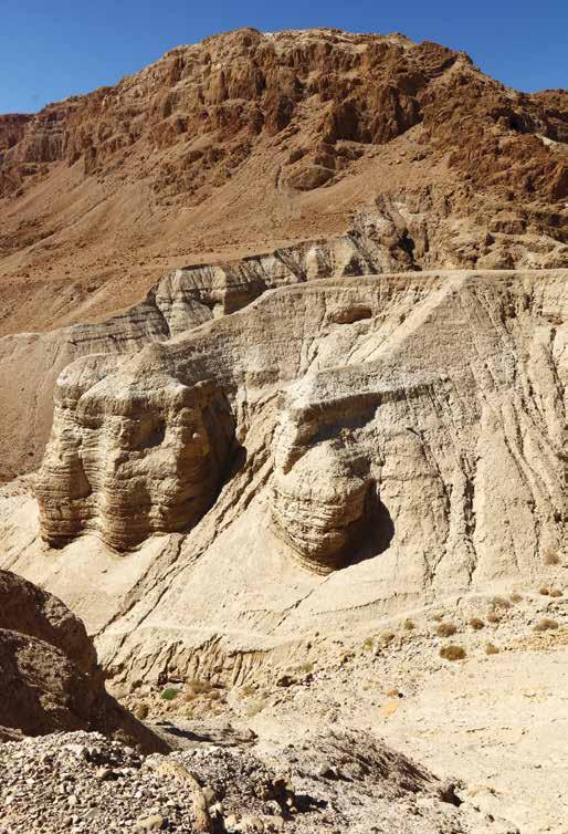 The Dead Sea Scrolls were discovered in caves in these cliffs and in