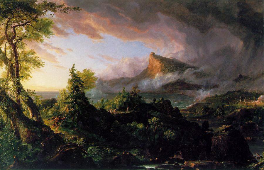 The Savage State, 1834. by Thomas Cole (The Course of Empire) "Nature has spread for us a rich and delightful banquet.