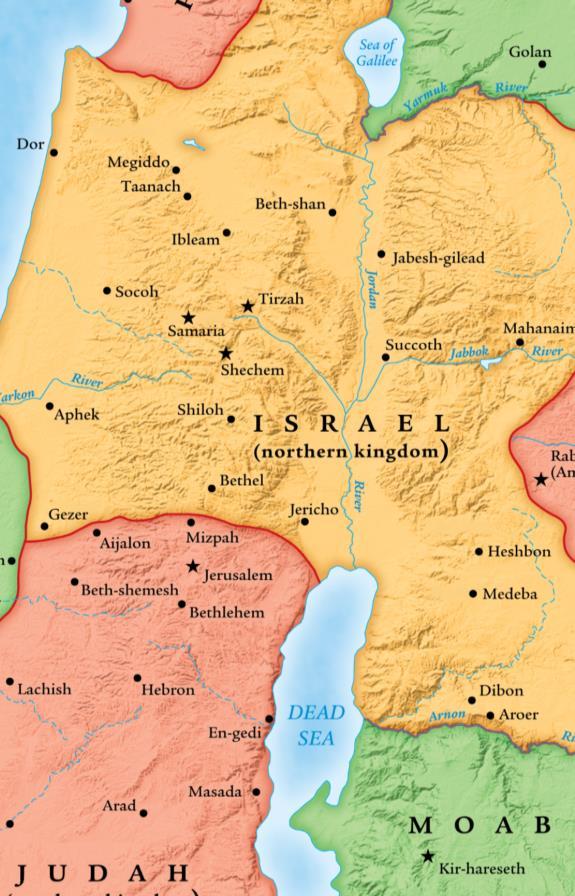 Shechem the kingdom divided into North and South Tirzah became Jeroboam s capital, also Baasha s Zimri burned