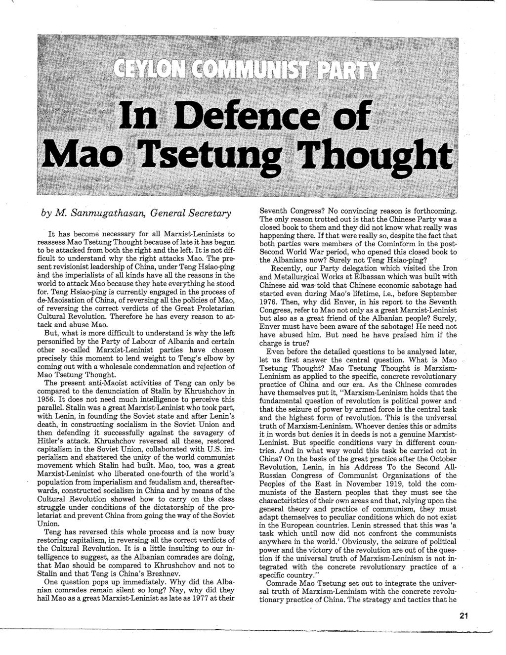 In Defence of Mao Tsetung Thought SllllillflSliw^ 6y Af.